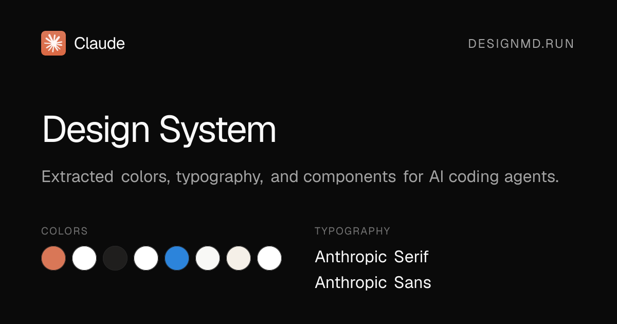 Claude Design System — Colors, Typography, Components | DESIGN.md
